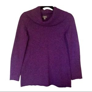 J.Jill Purple Wool & Cashmere Cowl Neck Sweater, A-Line, XS, VGUC